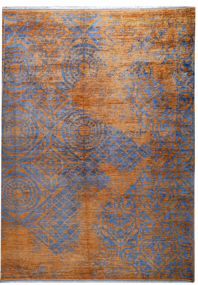 Tappeto Ziegler contemporary gold 352x277 cm moderno in lana gold extra effetto velluto colore ambra e azzurro
