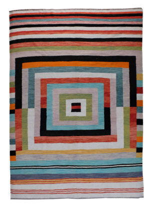 Kilim Jajim moderno 308x213 cm a trama fitta con motivo geometrico